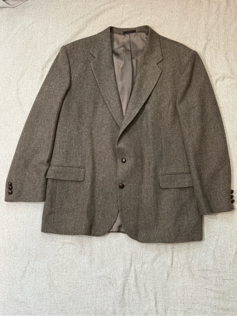Vintage Sutter & Grant 46L Wool Herringbone Blazer Old Money Ivy Preppy